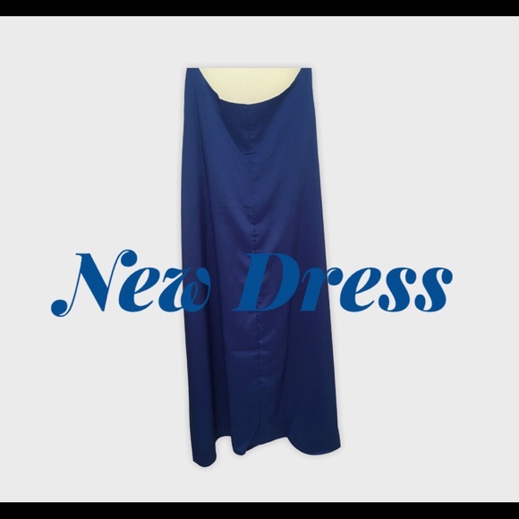 Long royal blue spaghetti strap dress - Picture 3 of 5